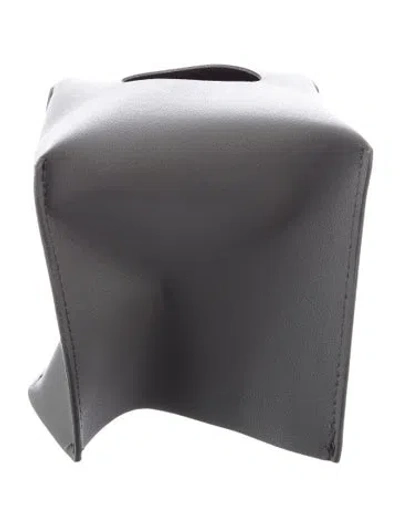 Pre-owned Nicole Sassaman Faux Leather Tissue Box Cover In Gray