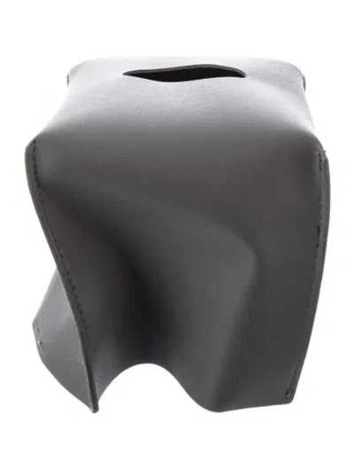 Pre-owned Nicole Sassaman Faux Leather Tissue Box Cover In Gray