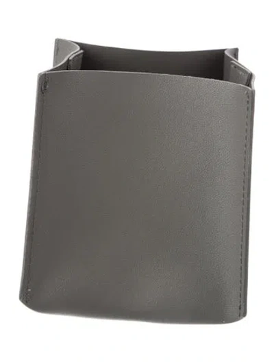 Pre-owned Nicole Sassaman Faux Leather Tissue Box Cover In Gray