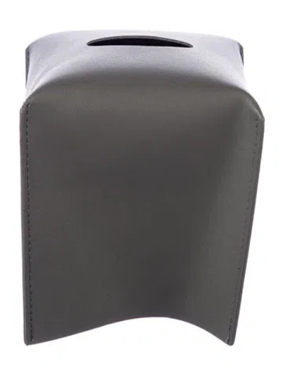 Pre-owned Nicole Sassaman Faux Leather Tissue Box Cover In Gray
