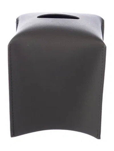 Pre-owned Nicole Sassaman Faux Leather Tissue Box Cover In Gray