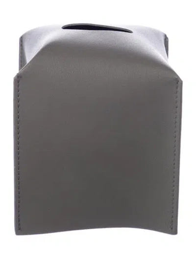 Pre-owned Nicole Sassaman Faux Leather Tissue Box Cover In Gray