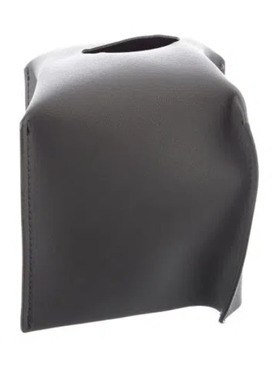 Pre-owned Nicole Sassaman Faux Leather Tissue Box Cover In Gray