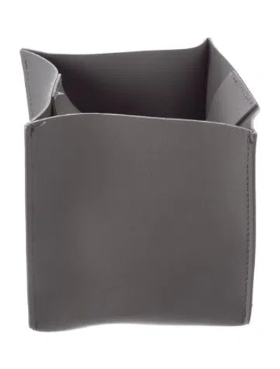 Pre-owned Nicole Sassaman Faux Leather Tissue Box Cover In Gray