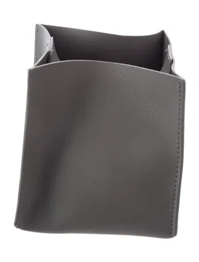 Pre-owned Nicole Sassaman Faux Leather Tissue Box Cover In Gray