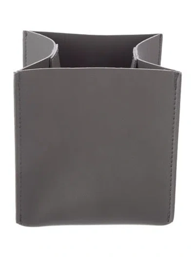 Pre-owned Nicole Sassaman Faux Leather Tissue Box Cover In Gray