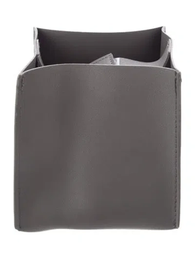 Pre-owned Nicole Sassaman Faux Leather Tissue Box Cover In Gray