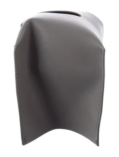 Pre-owned Nicole Sassaman Faux Leather Tissue Box Cover In Gray