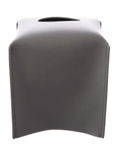 Pre-owned Nicole Sassaman Faux Leather Tissue Box Cover In Gray