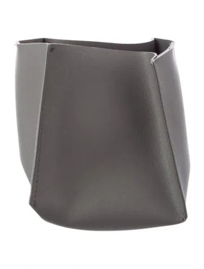 Pre-owned Nicole Sassaman Faux Leather Tissue Box Cover In Gray