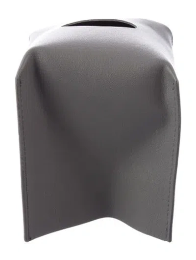 Pre-owned Nicole Sassaman Faux Leather Tissue Box Cover In Gray