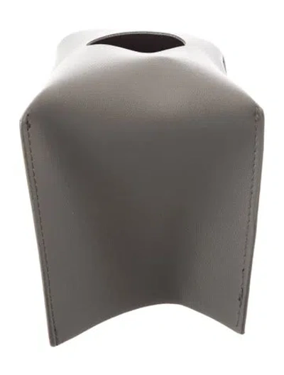 Pre-owned Nicole Sassaman Faux Leather Tissue Box Cover In Gray