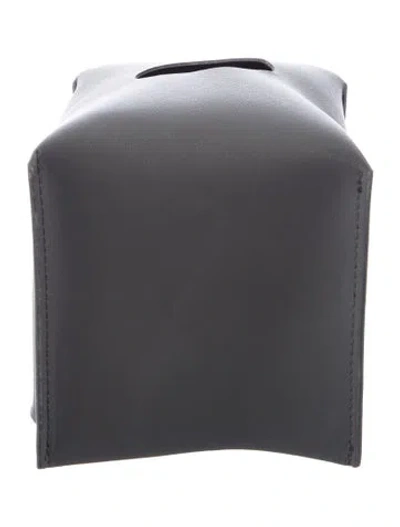 Pre-owned Nicole Sassaman Faux Leather Tissue Box Cover In Gray