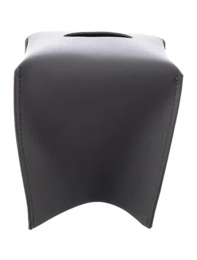 Pre-owned Nicole Sassaman Faux Leather Tissue Box Cover In Gray