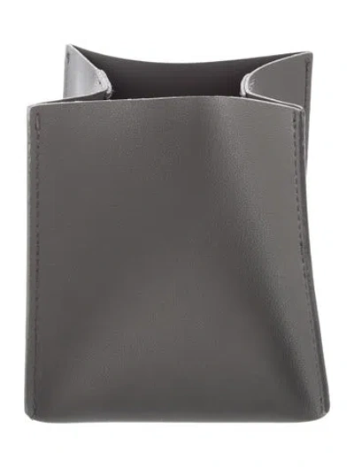 Pre-owned Nicole Sassaman Faux Leather Tissue Box Cover In Gray