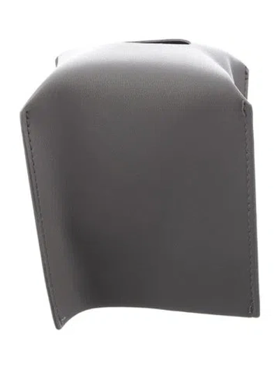 Pre-owned Nicole Sassaman Faux Leather Tissue Box Cover In Gray