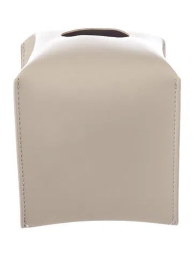 Pre-owned Nicole Sassaman Faux Leather Tissue Box Cover In Neutral