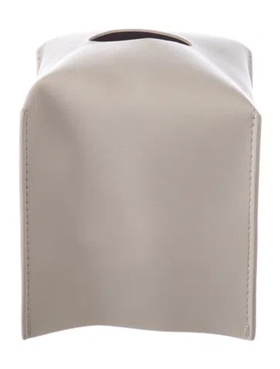 Pre-owned Nicole Sassaman Faux Leather Tissue Box Cover In Neutral