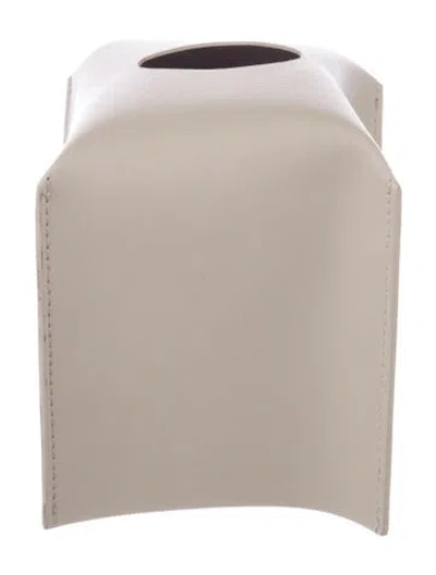 Pre-owned Nicole Sassaman Faux Leather Tissue Box Cover In Neutral