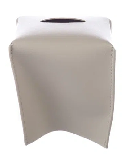 Pre-owned Nicole Sassaman Faux Leather Tissue Box Cover In Neutral