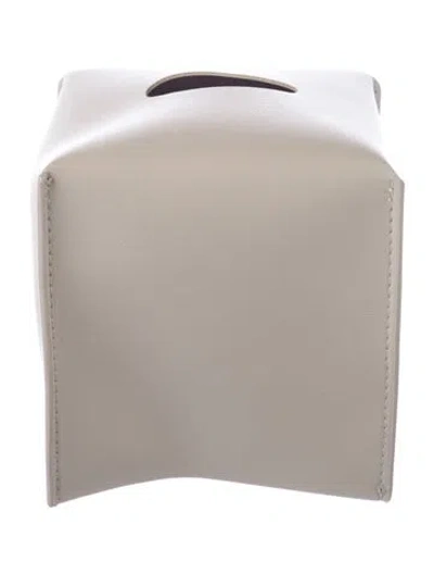Pre-owned Nicole Sassaman Faux Leather Tissue Box Cover In Neutral