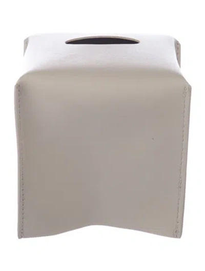 Pre-owned Nicole Sassaman Faux Leather Tissue Box Cover In Neutral