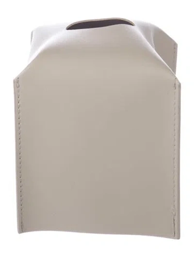 Pre-owned Nicole Sassaman Faux Leather Tissue Box Cover In Neutral