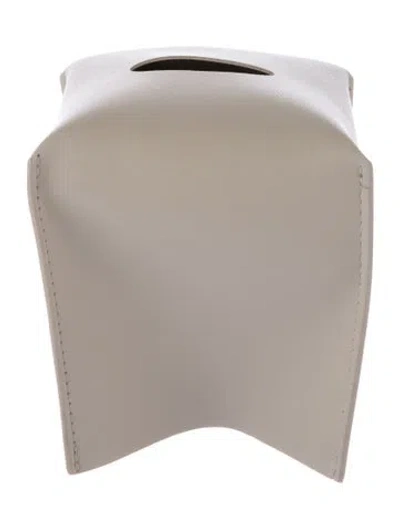 Pre-owned Nicole Sassaman Faux Leather Tissue Box Cover In Neutral