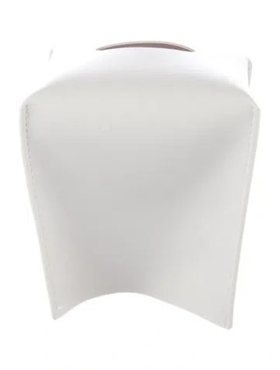 Pre-owned Nicole Sassaman Faux Leather Tissue Box Cover In White