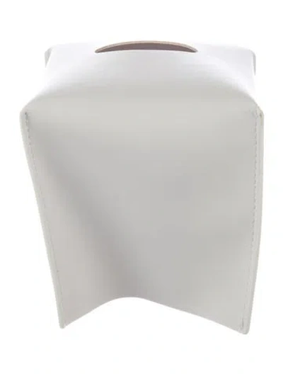 Pre-owned Nicole Sassaman Faux Leather Tissue Box Cover In White
