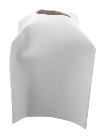 Pre-owned Nicole Sassaman Faux Leather Tissue Box Cover In White