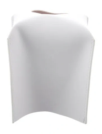 Pre-owned Nicole Sassaman Faux Leather Tissue Box Cover In White