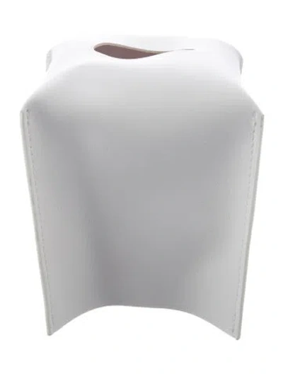 Pre-owned Nicole Sassaman Faux Leather Tissue Box Cover In White