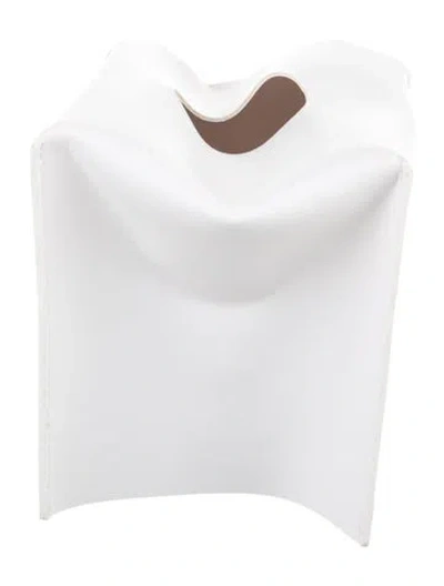 Pre-owned Nicole Sassaman Faux Leather Tissue Box Cover In White