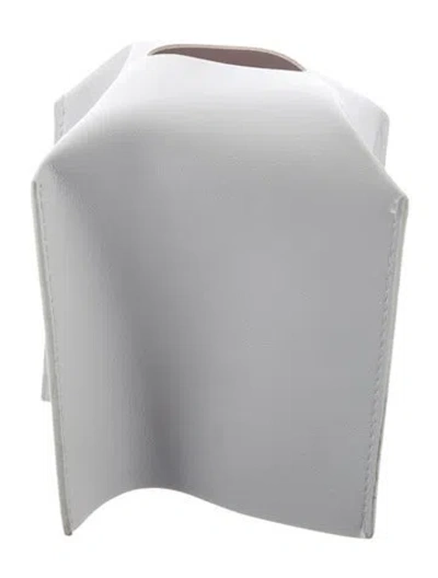Pre-owned Nicole Sassaman Faux Leather Tissue Box Cover In White