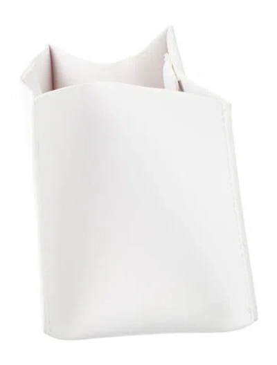 Pre-owned Nicole Sassaman Faux Leather Tissue Box Cover In White