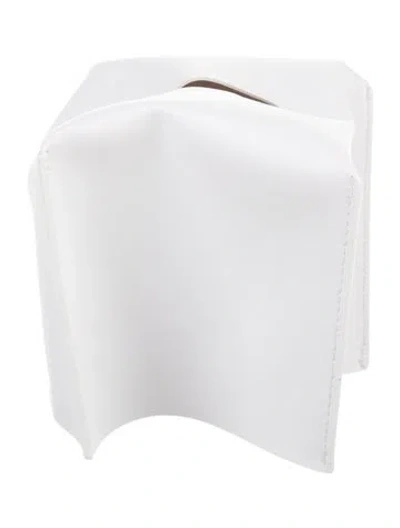 Pre-owned Nicole Sassaman Faux Leather Tissue Box Cover In White
