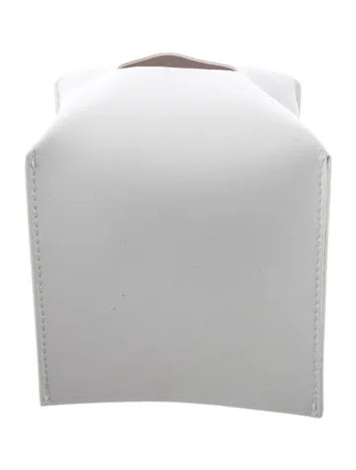 Pre-owned Nicole Sassaman Faux Leather Tissue Box Cover In White