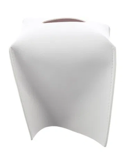 Pre-owned Nicole Sassaman Faux Leather Tissue Box Cover In White