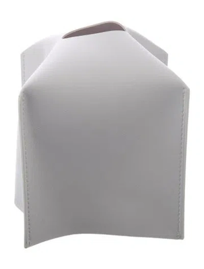 Pre-owned Nicole Sassaman Faux Leather Tissue Box Cover In White
