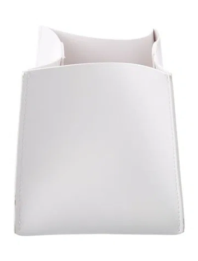 Pre-owned Nicole Sassaman Faux Leather Tissue Box Cover In White