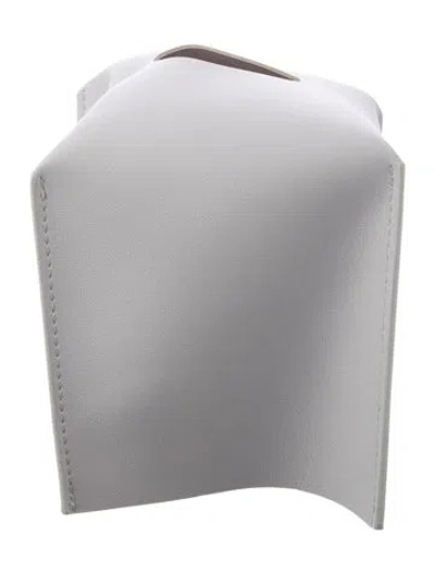 Pre-owned Nicole Sassaman Faux Leather Tissue Box Cover In White