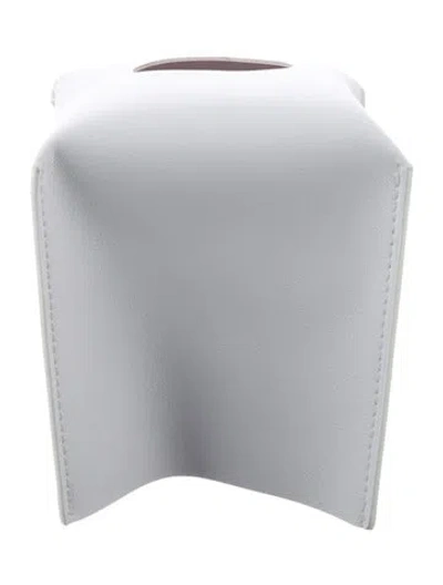 Pre-owned Nicole Sassaman Faux Leather Tissue Box Cover In White