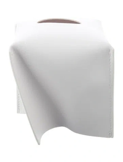 Pre-owned Nicole Sassaman Faux Leather Tissue Box Cover In White