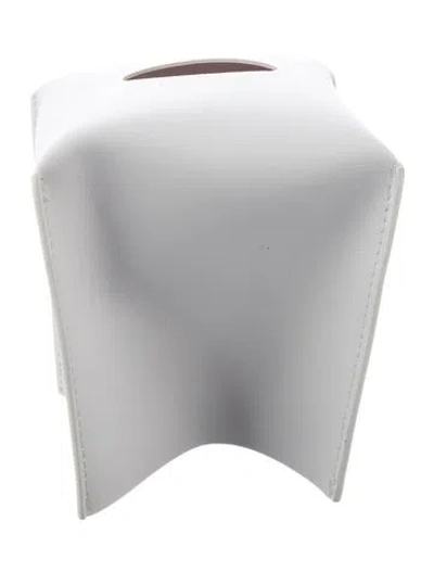 Pre-owned Nicole Sassaman Faux Leather Tissue Box In White