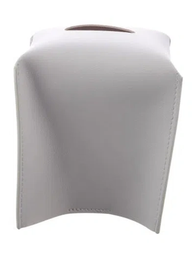 Pre-owned Nicole Sassaman Faux Leather Tissue Box In White