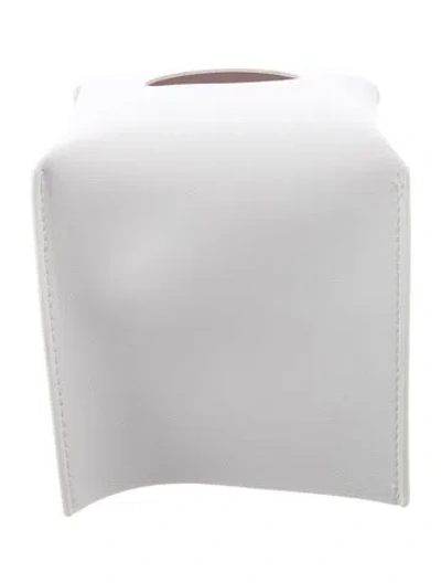 Pre-owned Nicole Sassaman Faux Leather Tissue Box In White