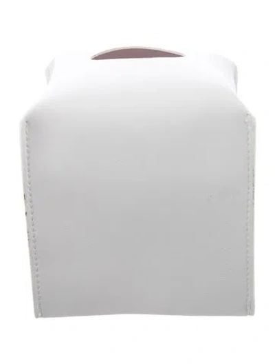 Pre-owned Nicole Sassaman Faux Leather Tissue Box In White