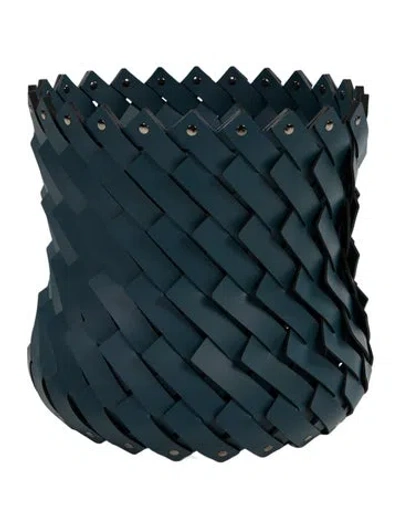 Pre-owned Nicole Sassaman Large Braided Basket Beige In Blue