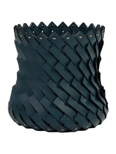 Pre-owned Nicole Sassaman Large Braided Basket In Blue